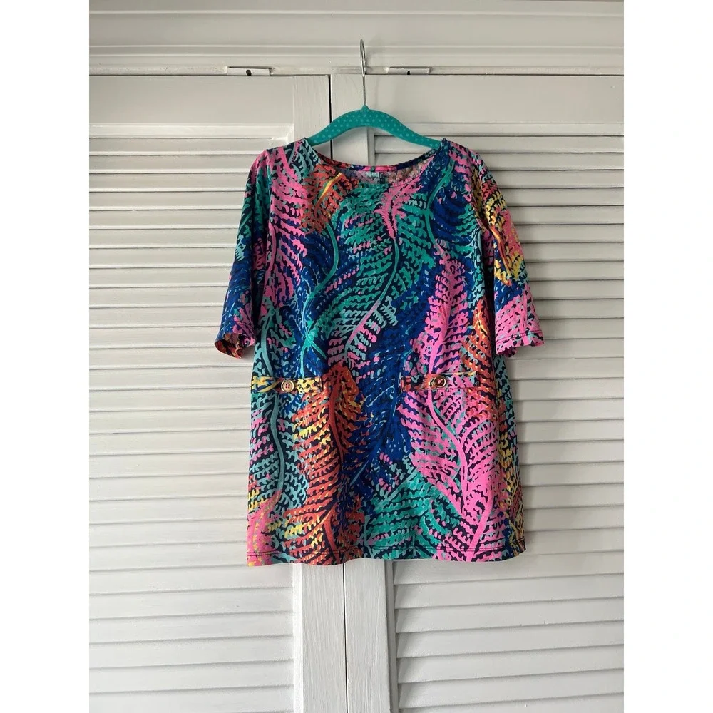 Lilly Pulitzer Girls Size‎ 4-5 Charlene Electric Feel Faux Pocket Shift Dress
